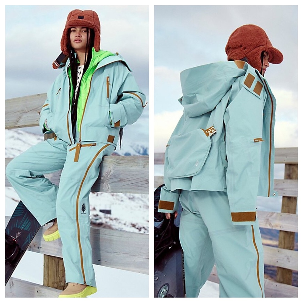 NEW Free People Zephyr Ski Shell Packable Jacket Mint Tan NWT